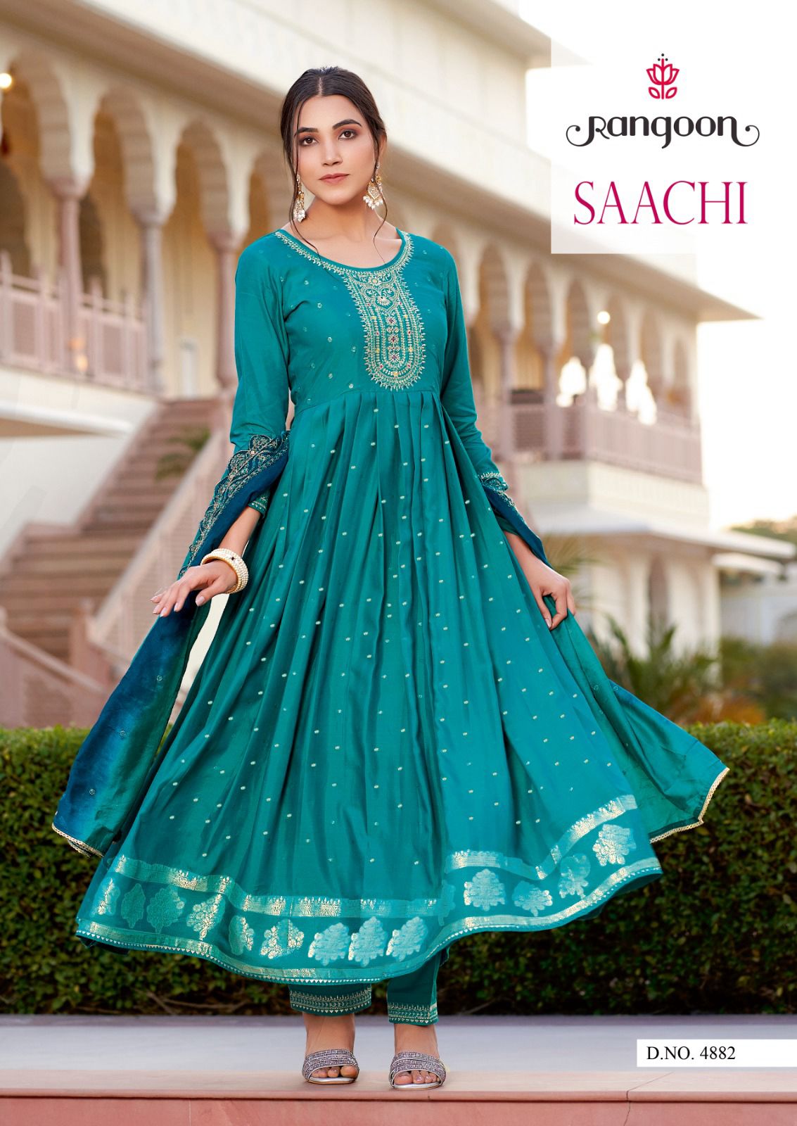 Rangoon Saachi Wedding Wear Anarkali Kurti With Bottom Dupatta